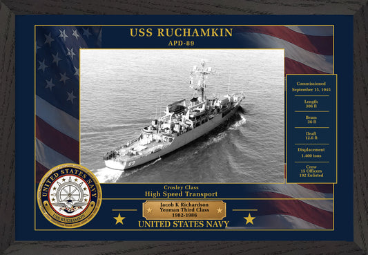 USS Ruchamkin APD-89 Framed Patriotic Photo
