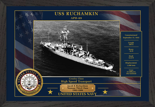 USS Ruchamkin APD-89 Framed Patriotic Photo