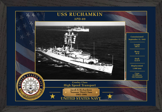 USS Ruchamkin APD-89 Framed Patriotic Photo