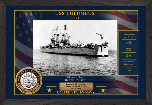 USS Columbus CA-74 Framed Patriotic Photo