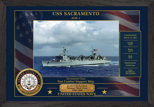 USS Sacramento AOE-1 Framed Patriotic Photo