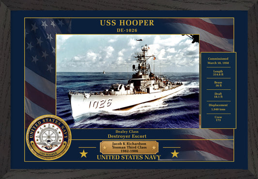 USS Hooper DE-1026 Framed Patriotic Photo