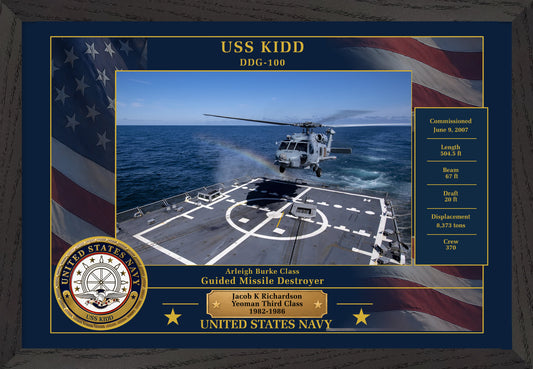 USS Kidd DDG-100 Framed Patriotic Photo