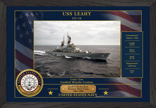 USS Leahy CG-16 Framed Patriotic Photo