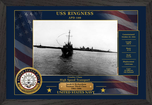 USS Ringness APD-100 Framed Patriotic Photo