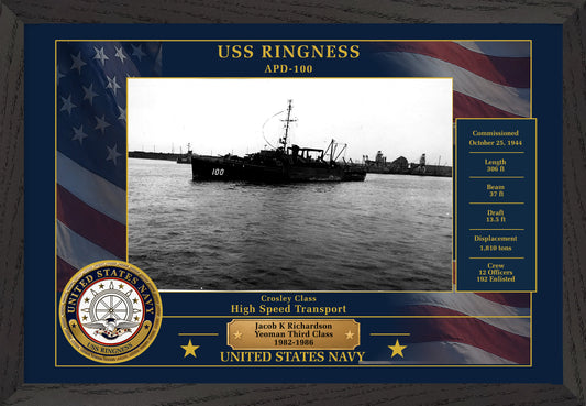 USS Ringness APD-100 Framed Patriotic Photo