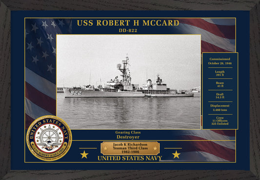 USS Robert H Mccard DD-822 Framed Patriotic Photo