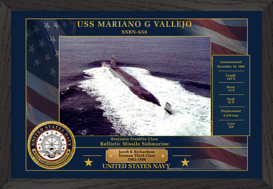 USS Mariano G Vallejo SSBN-658 Framed Patriotic Photo