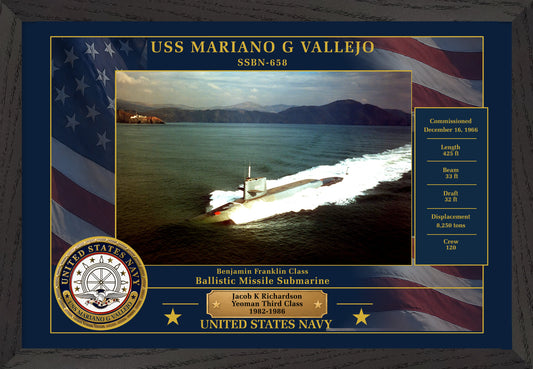 USS Mariano G Vallejo SSBN-658 Framed Patriotic Photo