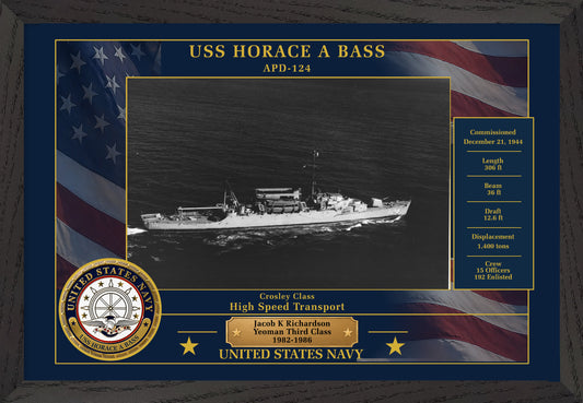 USS Horace A Bass APD-124 Framed Patriotic Photo