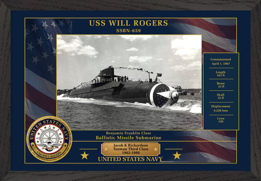 USS Will Rogers SSBN-659 Framed Patriotic Photo