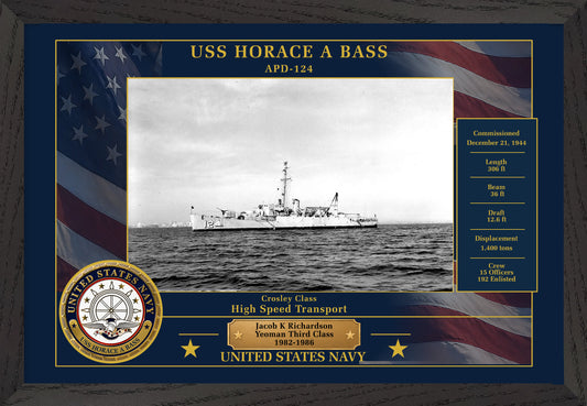 USS Horace A Bass APD-124 Framed Patriotic Photo