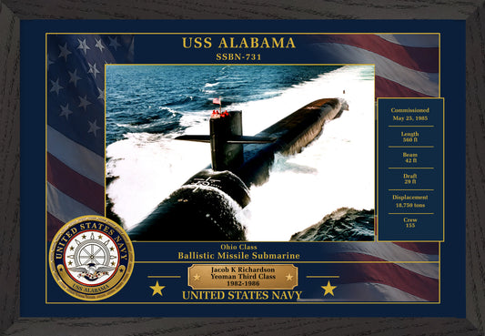 USS Alabama SSBN-731 Framed Patriotic Photo
