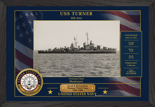 USS Turner DD-834 Framed Patriotic Photo