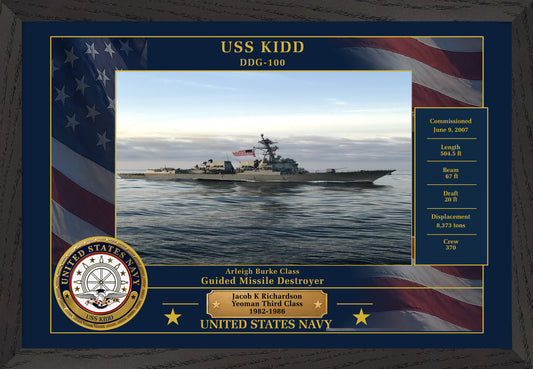 USS Kidd DDG-100 Framed Patriotic Photo