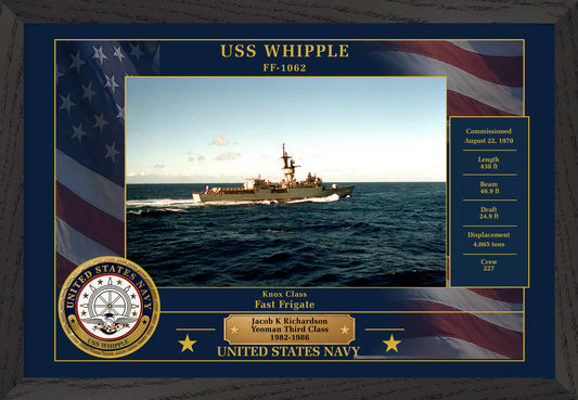 USS Whipple FF-1062 Framed Patriotic Photo
