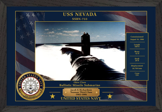 USS Nevada SSBN-733 Framed Patriotic Photo