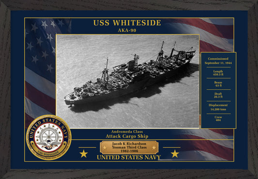 USS Whiteside AKA-90 Framed Patriotic Photo