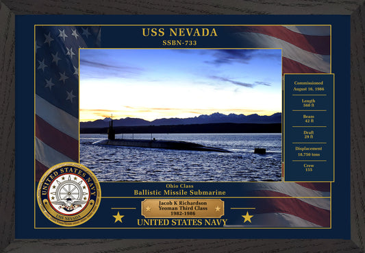 USS Nevada SSBN-733 Framed Patriotic Photo