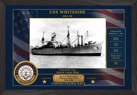 USS Whiteside AKA-90 Framed Patriotic Photo