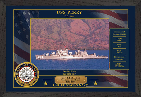 USS Perry DD-844 Framed Patriotic Photo