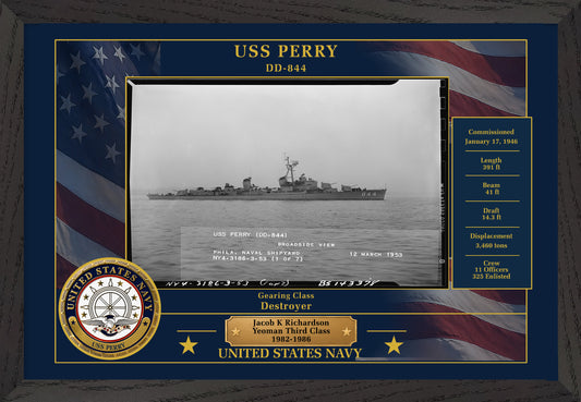 USS Perry DD-844 Framed Patriotic Photo