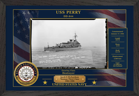 USS Perry DD-844 Framed Patriotic Photo