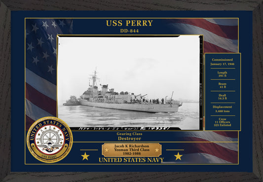 USS Perry DD-844 Framed Patriotic Photo