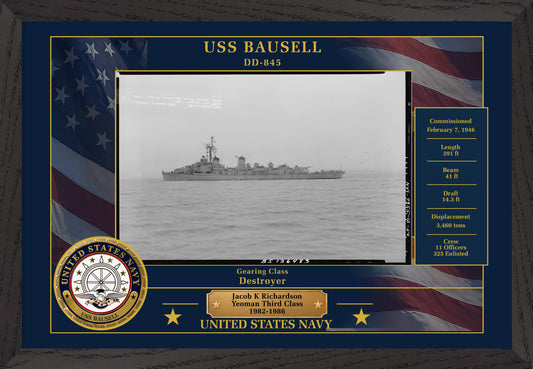 USS Bausell DD-845 Framed Patriotic Photo
