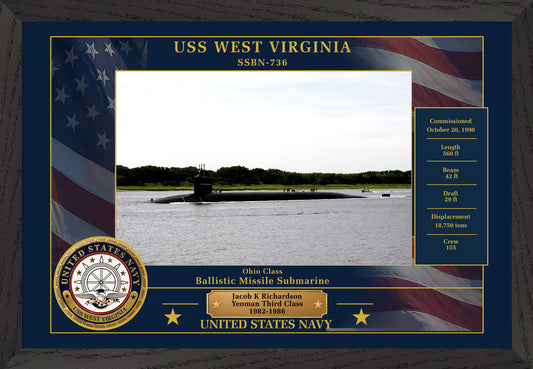 USS West Virginia SSBN-736 Framed Patriotic Photo