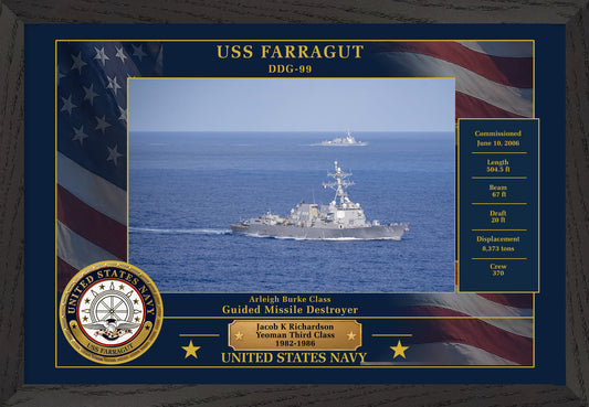 USS Farragut DDG-99 Framed Patriotic Photo