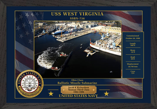 USS West Virginia SSBN-736 Framed Patriotic Photo