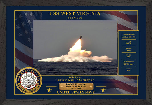 USS West Virginia SSBN-736 Framed Patriotic Photo
