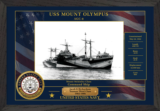 USS Mount Olympus AGC-8 Framed Patriotic Photo