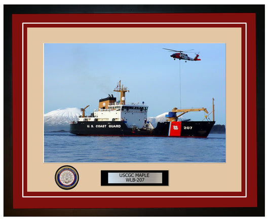 USCGC MAPLE WLB 207 Framed Coast Guard Ship Photo Burgundy 68WLB207