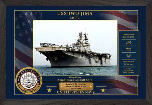 USS Iwo Jima LHD-7 Framed Patriotic Photo