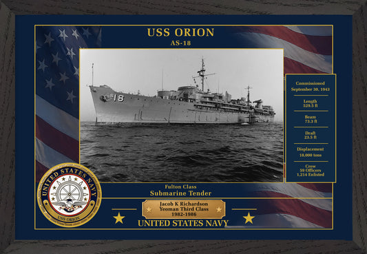 USS Orion AS-18 Framed Patriotic Photo