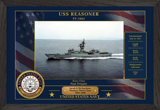 USS Reasoner FF-1063 Framed Patriotic Photo