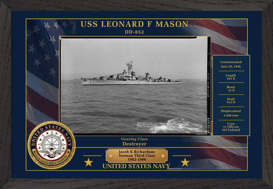 USS Leonard F Mason DD-852 Framed Patriotic Photo