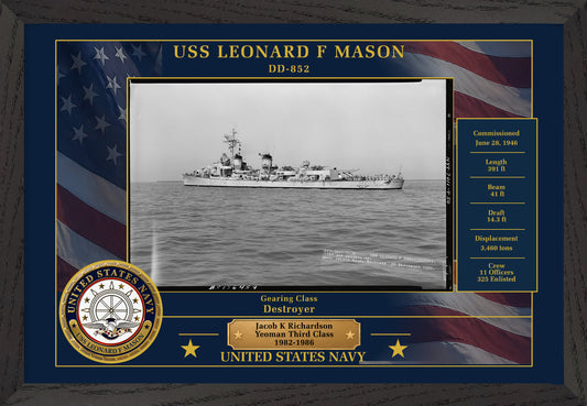 USS Leonard F Mason DD-852 Framed Patriotic Photo