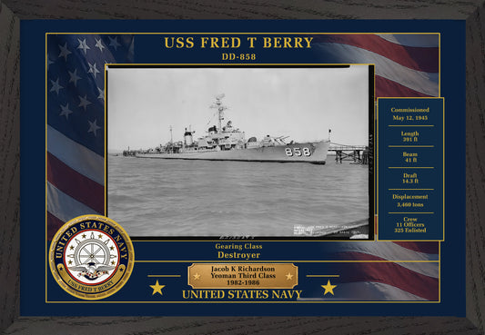 USS Fred T Berry DD-858 Framed Patriotic Photo