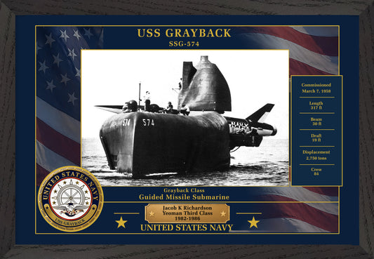 USS Grayback SSG-574 Framed Patriotic Photo