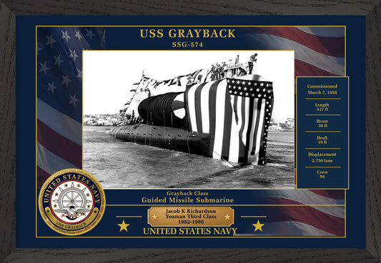 USS Grayback SSG-574 Framed Patriotic Photo