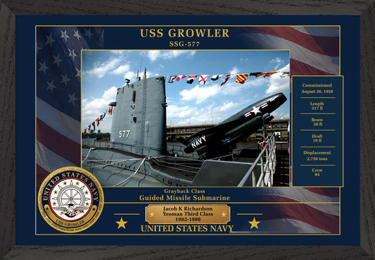 USS Growler SSG-577 Framed Patriotic Photo