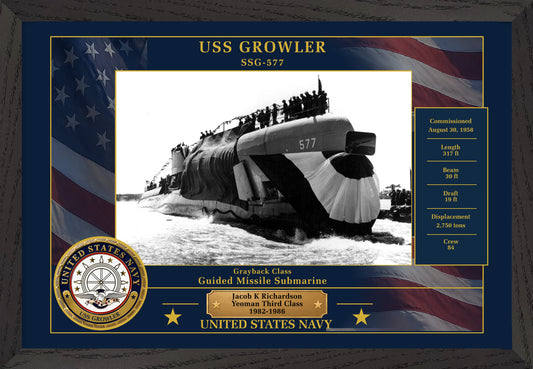 USS Growler SSG-577 Framed Patriotic Photo