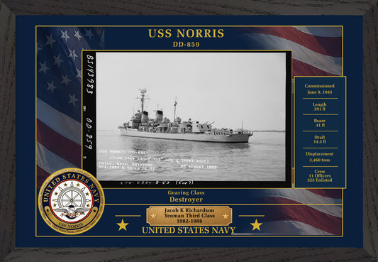 USS Norris DD-859 Framed Patriotic Photo