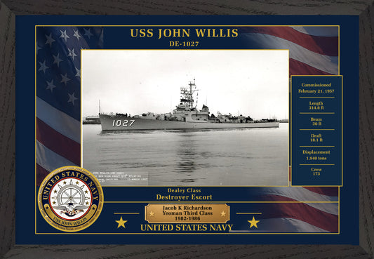 USS John Willis DE-1027 Framed Patriotic Photo