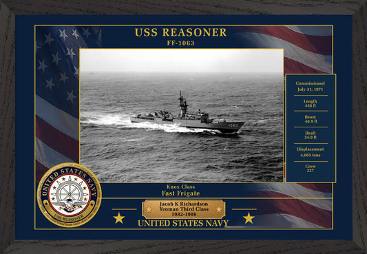 USS Reasoner FF-1063 Framed Patriotic Photo