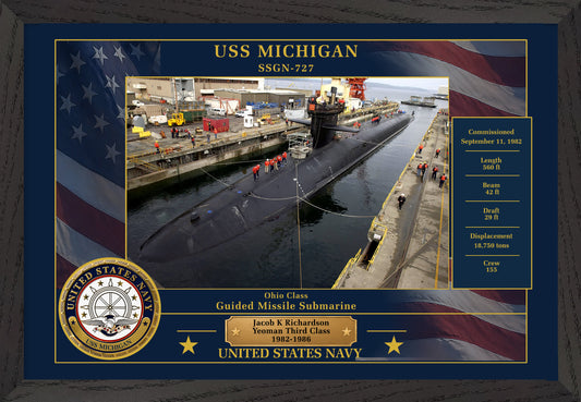 USS Michigan SSGN-727 Framed Patriotic Photo