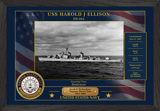 USS Harold J Ellison DD-864 Framed Patriotic Photo